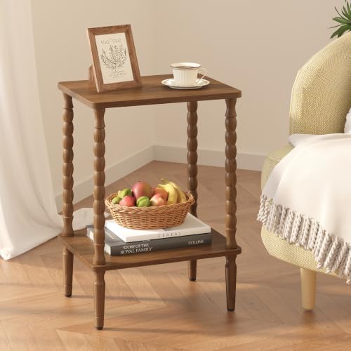 TUTOTAK Small End Table with Solid Wood Legs, Side Table Set of 2