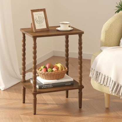 TUTOTAK Small End Table with Solid Wood Legs, Side Table Set of 2