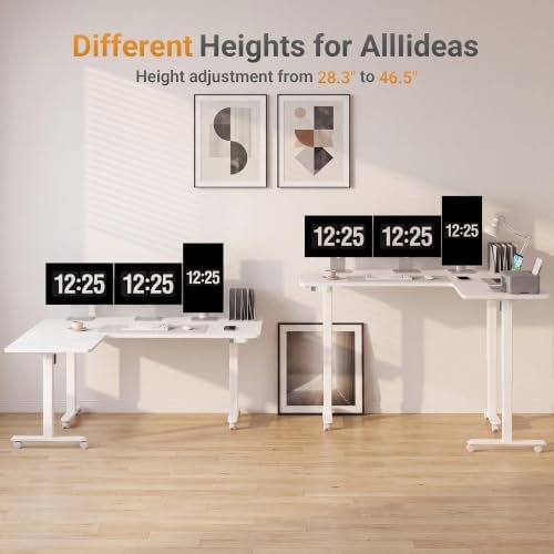 Claiks 63''*55'' L Shaped Standing Desk Adjustable Height, White
