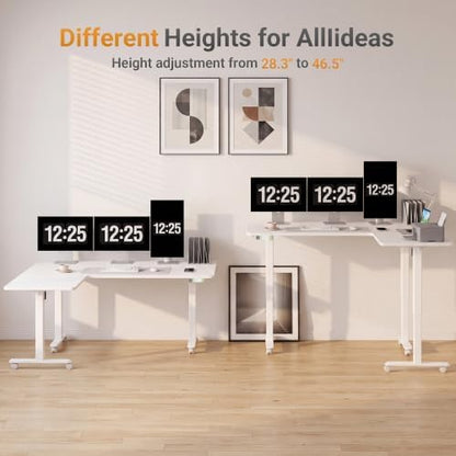 Claiks 63''*55'' L Shaped Standing Desk Adjustable Height, White