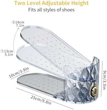 Shoe Slots Organizer, Adjustable 15 Pack Shoe Stacker for Closet Storage, Clear Double Layer Space Saver, Durable and Stackable Shoe Holder for Sneakers Heels and Flat