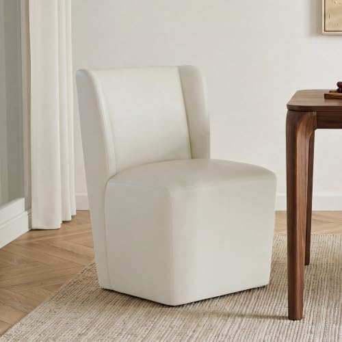 KISLOT Upholstered Dining Chairs Set of 1 with Hidden Casters, Cream