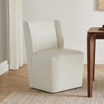 KISLOT Upholstered Dining Chairs Set of 1 with Hidden Casters, Cream