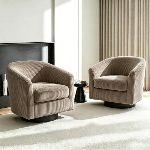 Swivel Barrel Chair, Corduroy Accent Chair, Camel