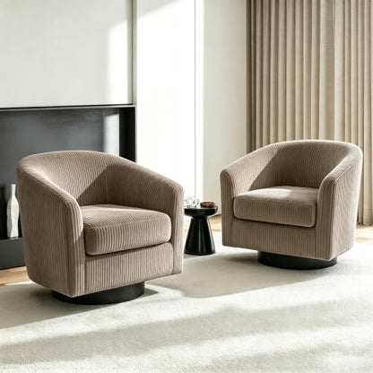 Swivel Barrel Chair, Corduroy Accent Chair, Camel