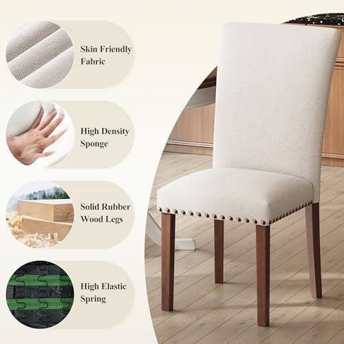 MALOL High Back Dining Chairs Set of 4, Beige
