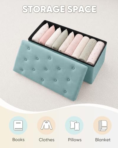 B FSOBEIIALEO Folding Storage Ottoman, 31.5" Long Ottomans Bench, Teal