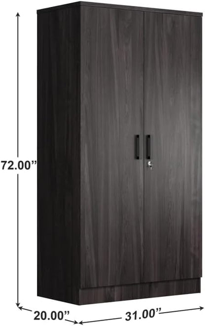 Woodpeckers Furniture And Mattress 2 Doors Wardrobe with Shelves (Tobacco)