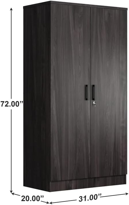 Woodpeckers Furniture And Mattress 2 Doors Wardrobe with Shelves (Tobacco)