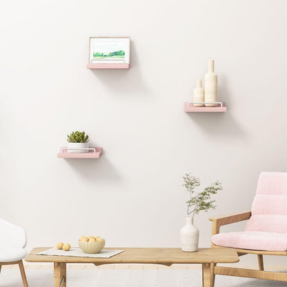 RYOFOBETTO Small Floating Shelf, 6X6 Inches Farmhouse Wall Shelves for Living Room, Bedroom, Picture Frames, Plants, Kitchen, Set of 3 (Pink and White)