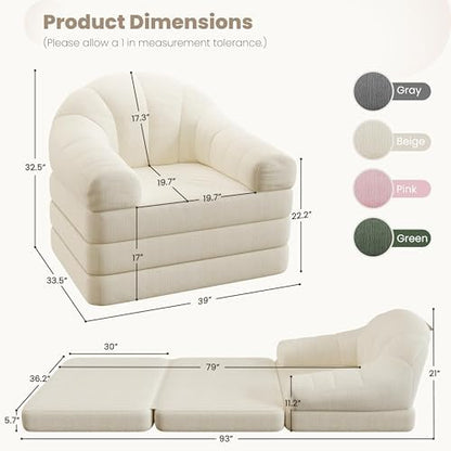 Yaheetech 93" Folding Sofa Bed Convertible Sofa Chenille, Beige