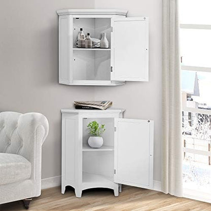 Teamson Home Glancy Corner Freestanding Floor Cabinet, White
