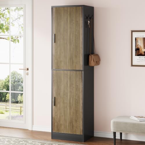 10-Tier Shoe Cabinet with Slipper Rack, Brown/Black