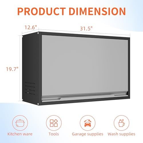 Garage Wall Cabinet, 19.7" H Metal Wall Cabinet with Up-Flip Door