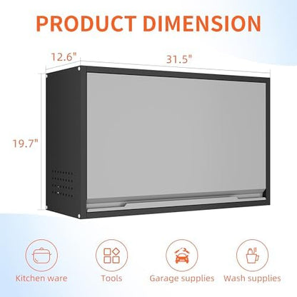 Garage Wall Cabinet, 19.7" H Metal Wall Cabinet with Up-Flip Door
