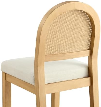 Upholstered Rattan Bar Stools, 26'' Counter Height, Set of 4, Natural
