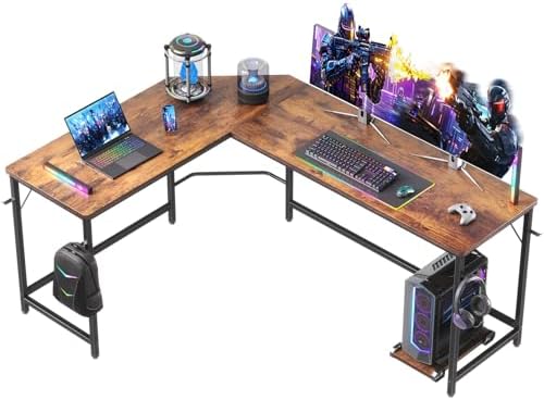 DUMOS 66" L Shaped Gaming Computer Desk, Sturdy Corner Table