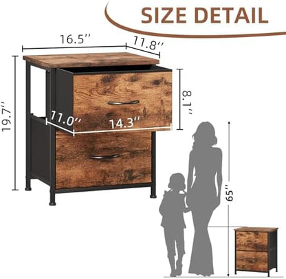 Somdot Night Stand with 2 Drawer, Small Nightstand End Table, Bedside Table