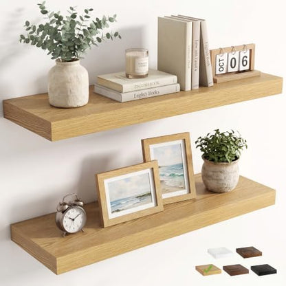 Dreamland 30 Inch Floating Shelves for Wall, Set of 2, Oak