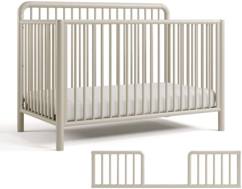Storkcraft Porto 5-in-1 Convertible Crib and Toddler Guardrail, Frosted Oat