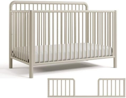 Storkcraft Porto 5-in-1 Convertible Crib and Toddler Guardrail, Frosted Oat