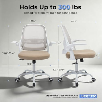 amseatec Mesh Office Chair, Ergonomic Home Office Chair with Flip-Up Arms