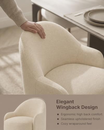 KISLOT Upholstered Dining Chairs Set of 1 with Caster, Pre-Assembled, Sand