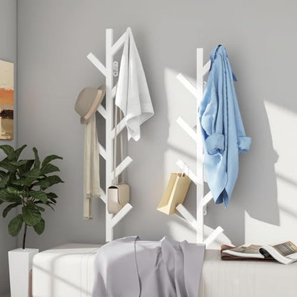 Vlush Wall-Mounted Coat Racks, 2 Pack 9 Hooks, White Coat hooks