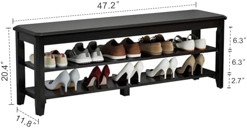 AQIMUELE Wood Shoe Rack Bench, 2 Tier Shoe Rack for Front Door Entrance