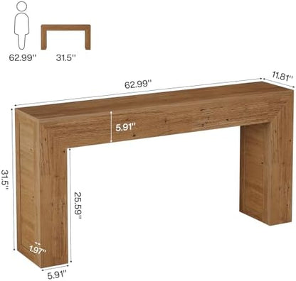 Tribesigns 63-Inch Long Console Table for Entryway, Farmhouse Sofa Console Behind Couch, Narrow Entry Table for Hallway, Foyer, Living Room, Rustic Brown