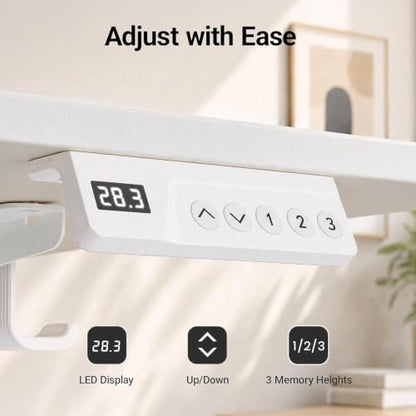 Claiks 32 x 19 Inch Electric Standing Desk White