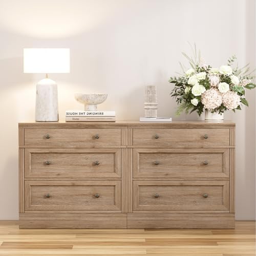 Nightstand Set 2, 31.5" Oversized Extra Large Nightstands with 3 Drawers, Wood Tall Bedside Side Table with Vintage Handles for Sofa, Farmhouse End Table for Living Room, Office, Light Oak