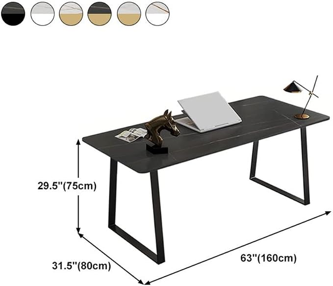 LAKIQ Modern Stone Writing Desk Home Office Working Table Desktop Computer Desk Home Writing Table-Table Only(Black,63" L x 31.5" W x 29.5" H)