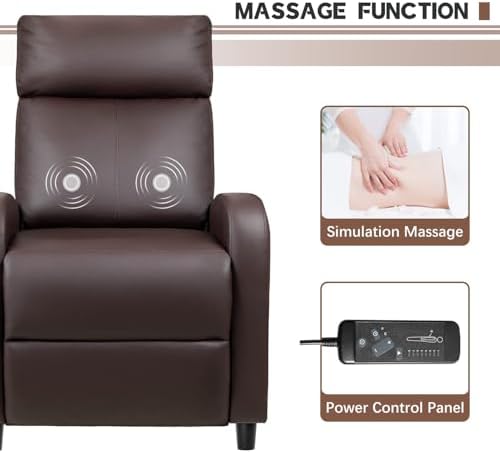Furniwell Massage Recliner Chair for Living Room PU Leather Reclining Chair