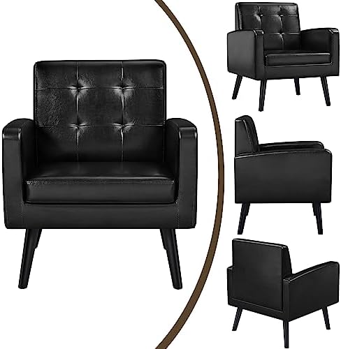 Yaheetech Mid Century Accent Chairs Set of 2 Living Room Chairs Black