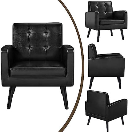 Yaheetech Mid Century Accent Chairs Set of 2 Living Room Chairs Black