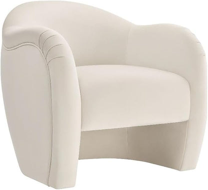 Modway Compose Barrel Chair with Performance Velvet Fabric in Alabaster – Upholstered Accent Armchair with Curved Backrest – Cozy Lounge Chair for Reading – Round Comfy Single Sofa Club Chair