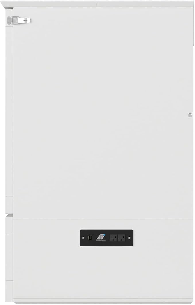 AFI Hamilton Full Murphy Bed Chest with Mattress, Storage, and Built-in Charger in White