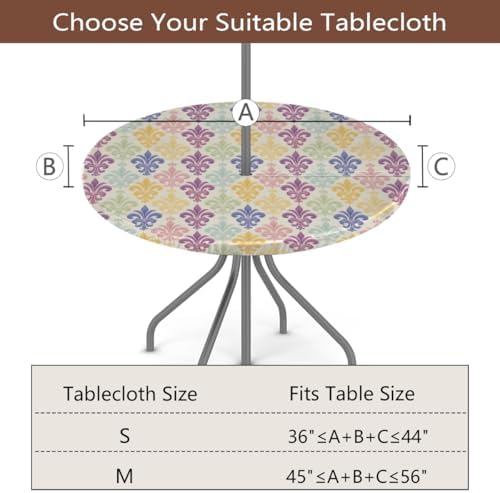Iris Outdoor Round Fitted Tablecloth with Umbrella Hole Zipper 45-56