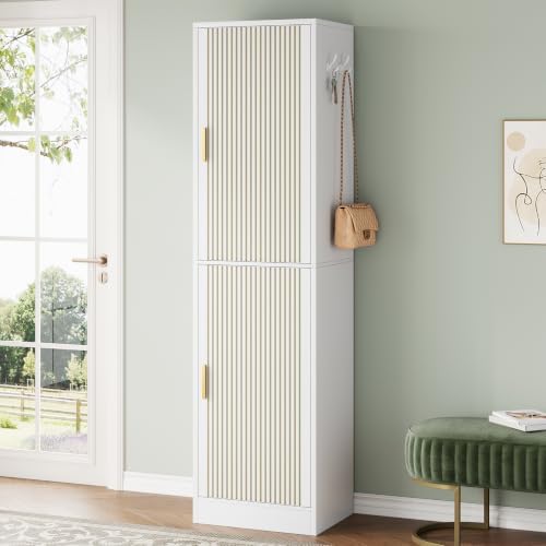 10-Tier Shoe Cabinet with Slipper Rack, White