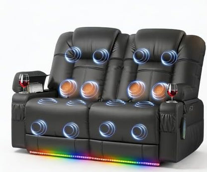 Power Recliner Loveseat with Massage & Heat, Gray