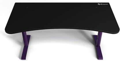 Arozzi Arena Ultrawide Curved Gaming and Office Desk with Full Surface Water Resistant Desk Mat with 3 Custom Monitor Mount Cut Outs and Under The Desk Cable Management Netting - Deep Purple