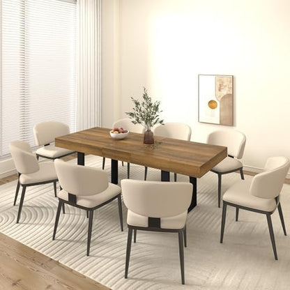 78.74" Extendable Dining Table for 6 8 10 Person, Farmhouse Expandable Dining Table Large Rectangle Wooden Expanding Table with Black Legs for Kitchen Dining Room Conference Small Space, Brown