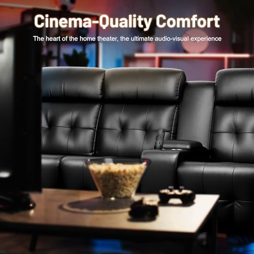 RV Loveseat Recliner Sofa, Home Theater Seating with Console & Massage