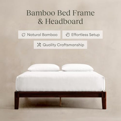 Bamboo Japanese Joinery Bamboo Platform Bed Frame, Queen, Walnut