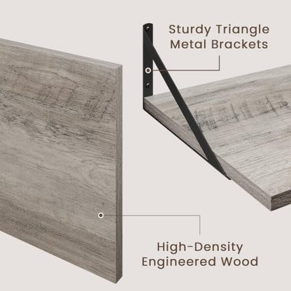 Dreamland Wall Mounted Floating Shelves Set of 2, 30x12, Grey