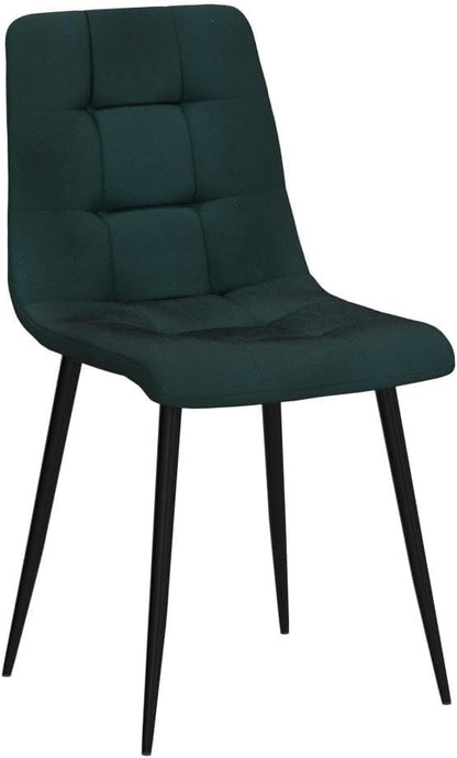 NORDICANA Forest Green Velvet Dining Chairs Set of 4, Upholstered Tufted Kitchen Chairs, Comfortable Seat, Metal Leg, Easy Assembly