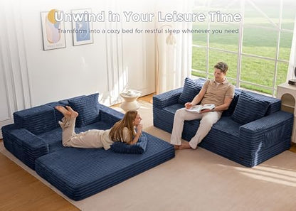 MAXYOYO Sofa Bed, 64-Inch Boneless Loveseat with 2 Cup Holders