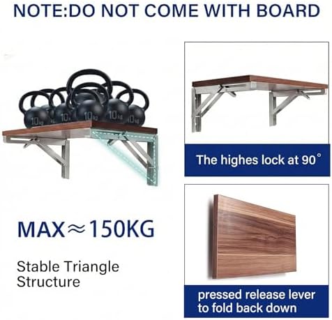 Stainless Steel Folding Shelf Brackets 20 Inch - Heavy Duty Wall Mount Brackets for Foldable Table, Collapsible Space-Saving Shelf Hinge, Rust-Resistant for Indoor Outdoor Use