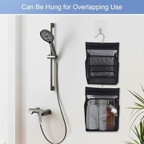 2 Pack Hanging Shower Caddy for Shower Chair, Mesh Shower Caddy with Hooks for Elderly, Pregnant, Patient, and Disabled, Also Suitable for Dorm, Gym, RV, Travel and Kitchen